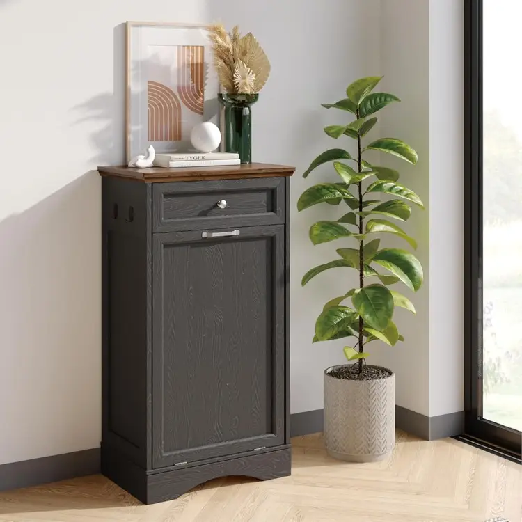 newownds 10 gallon hidden trash garbage can cabinet with drawer 750x750