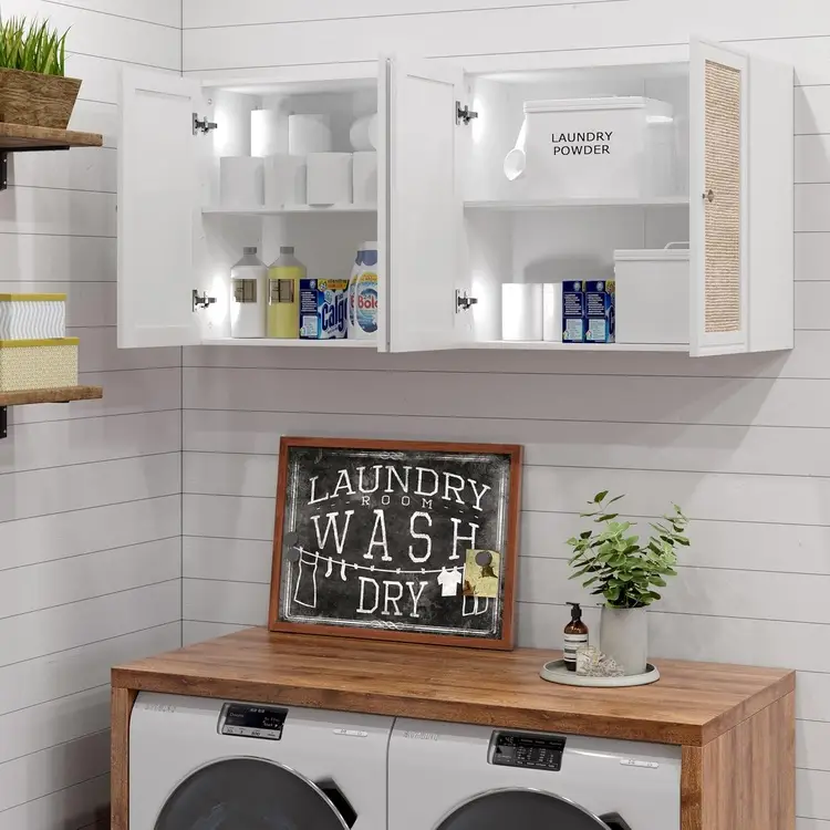 newownds rattan laundry room adjustable shelves cabinets 750x750