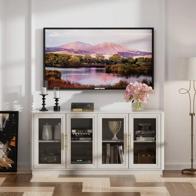 newownds white kitchen storage with 4 glass doors 750x750