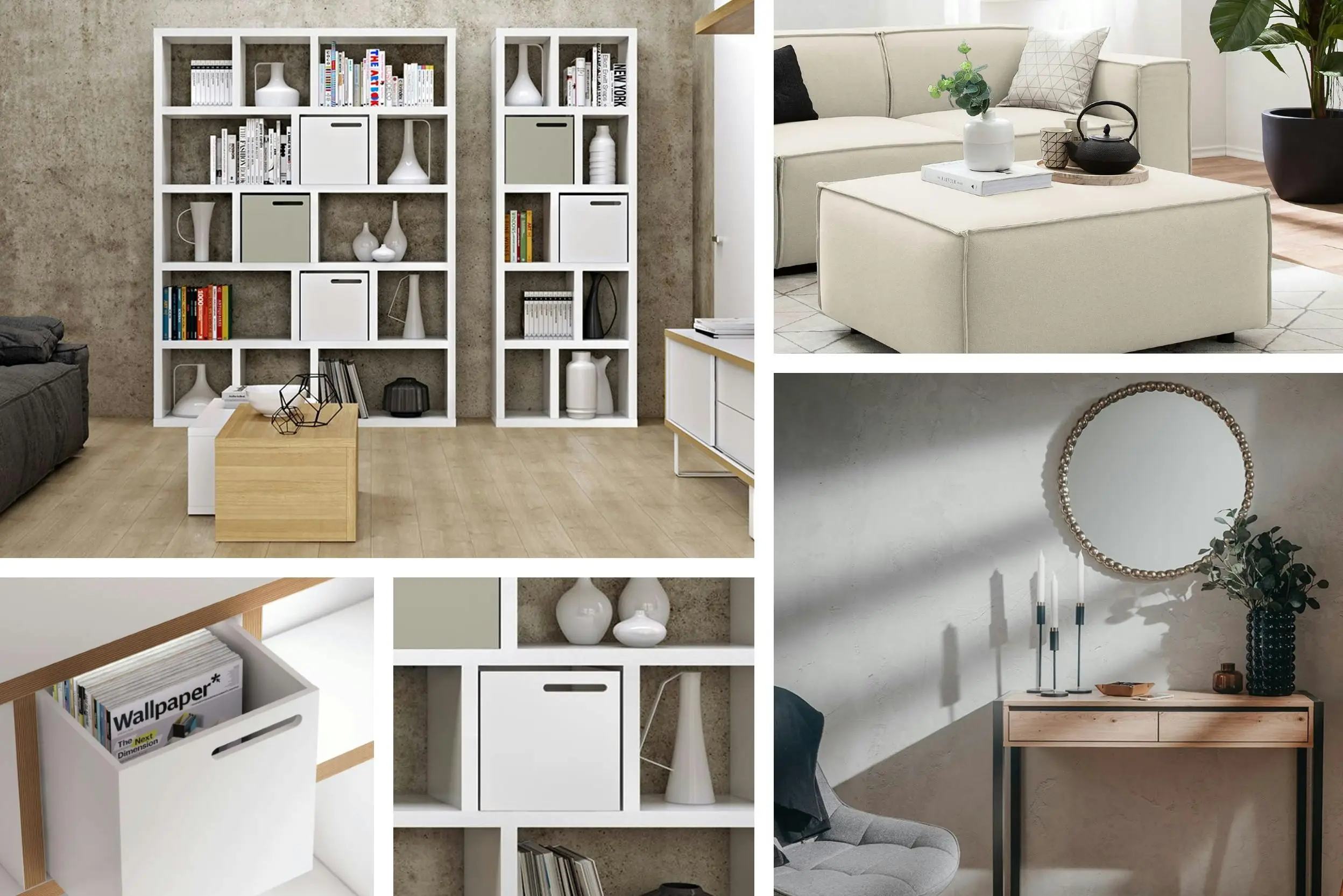 White wall shelf that extends upward